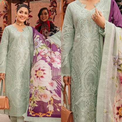 3PC EMBROIDERED LAWN SUIT - HS-87