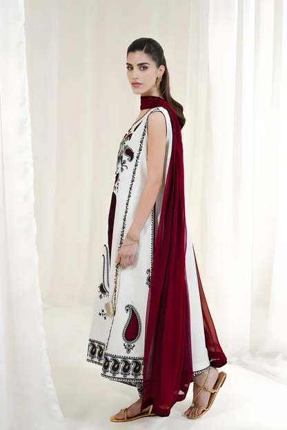 3PC EMBROIDERED LAWN SUIT - HS-703