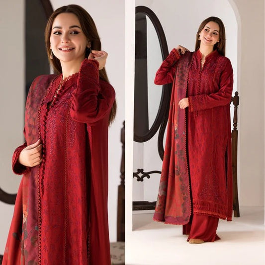 3PC EMBROIDERED LAWN SUIT - HS-455