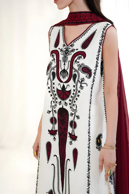 3PC EMBROIDERED LAWN SUIT - HS-703