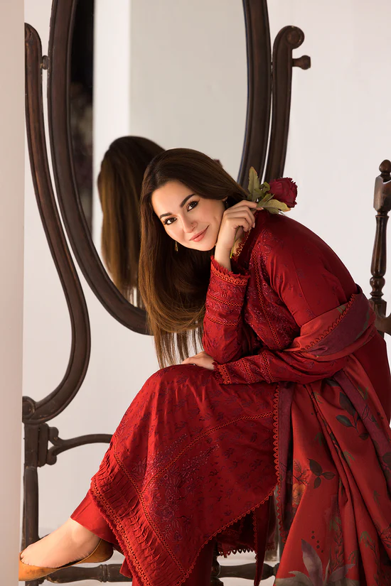 3PC EMBROIDERED LAWN SUIT - HS-455