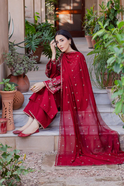 3PC EMBROIDERED LAWN SUIT - HS-620