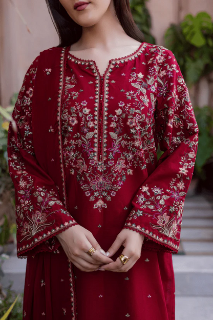 3PC EMBROIDERED LAWN SUIT - HS-620