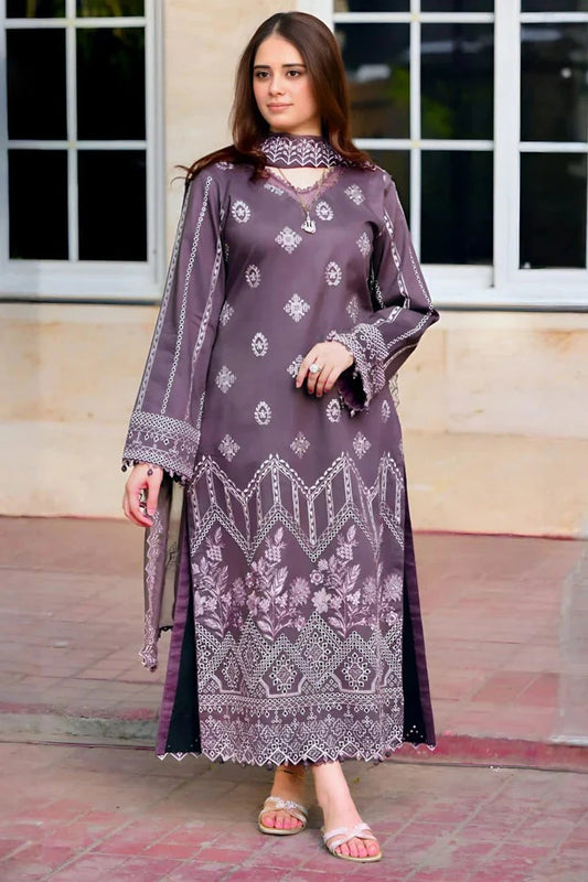 3PC EMBROIDERED LAWN SUIT - HS-472