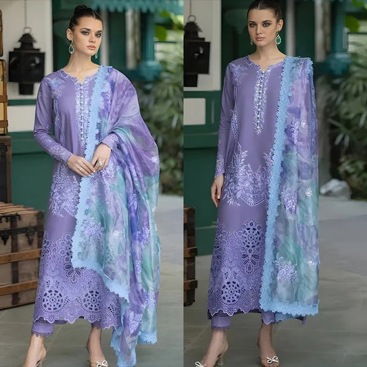 3PC EMBROIDERED LAWN SUIT - HS-210