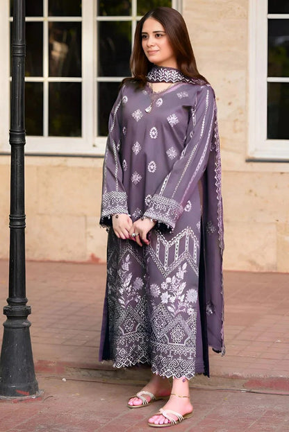 3PC EMBROIDERED LAWN SUIT - HS-472