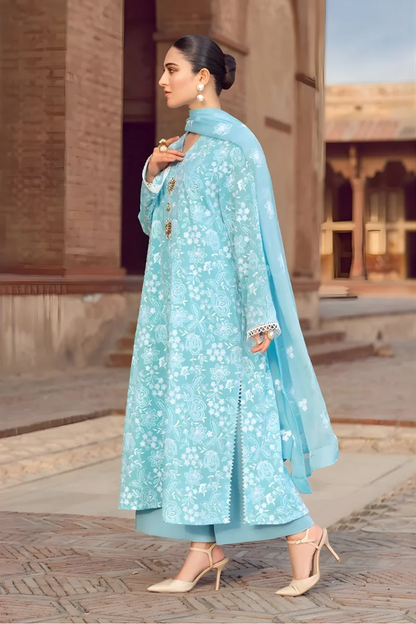 3PC EMBROIDERED LAWN SUIT - HS-453