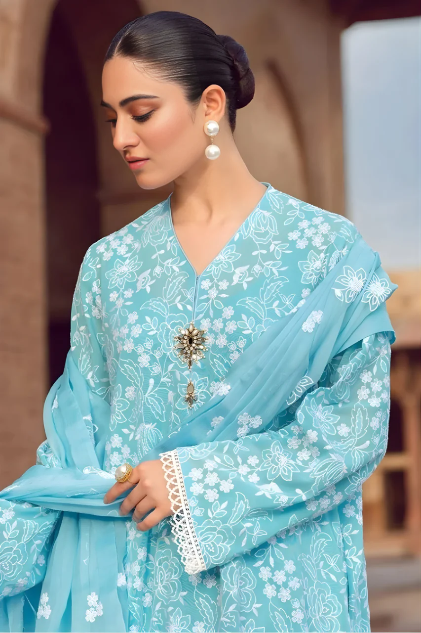 3PC EMBROIDERED LAWN SUIT - HS-453