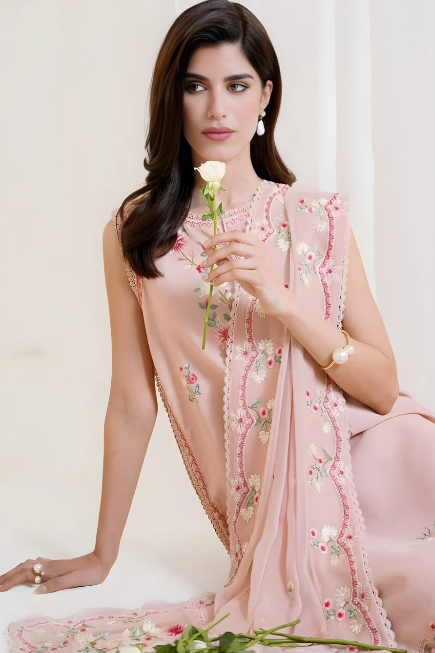 3PC EMBROIDERED LAWN SUIT - HS-716