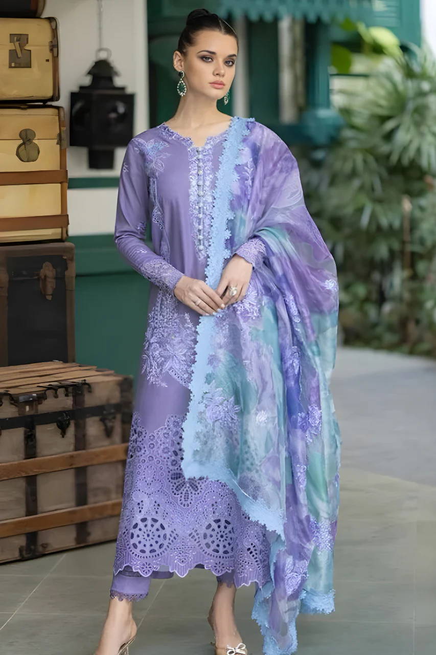 3PC EMBROIDERED LAWN SUIT - HS-210